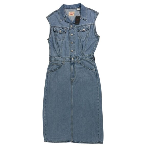 Levi’s Premium Sleeveless Denim Dress Size M NWT - Picture 1 of 16